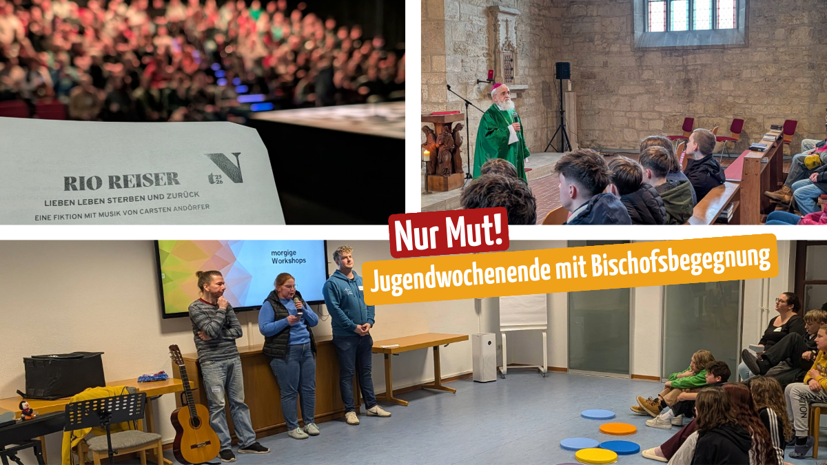 Titelbild zum News-Artikel: "Nur Mut" - großes Jugendwochenende mit Bischof in Roßbach