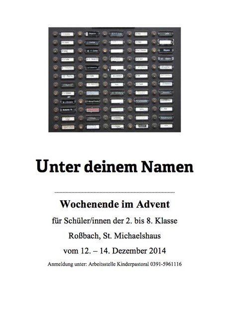 Plakat: Unter deinem Namen - Adventswochenende